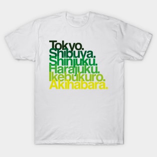 Tokyo Districts (greens) T-Shirt